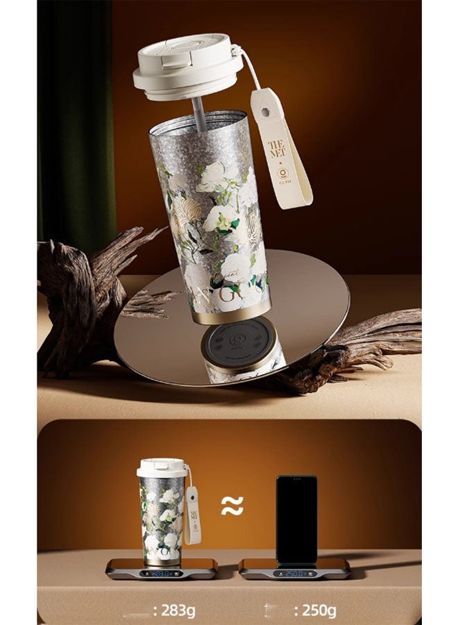 GERM Rose-patterned 500ml high-aesthetic pure titanium water cup, lightweight portable camping flask for outdoor and travel use. Dimensions with lid: 18.5 x 9.6cm, weight: 280g. Features 12-hour thermal retention. Suitable for drinking water, tea, coffee, smoothies, or juice. Ideal as a business office cup, travel companion, or gift item. (Colourful) - Image 5