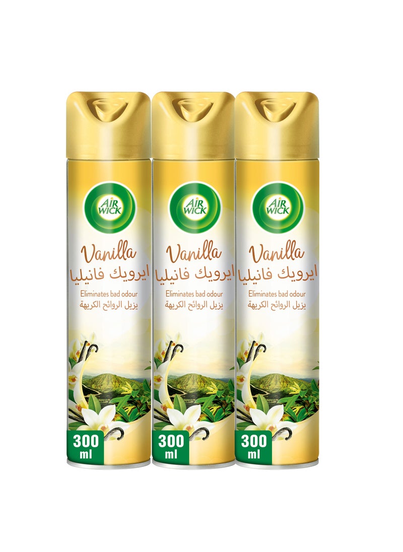 Air Wick Vanilla Aerosol Easy To Use Air Freshener 3 x 300ml  - Image 1