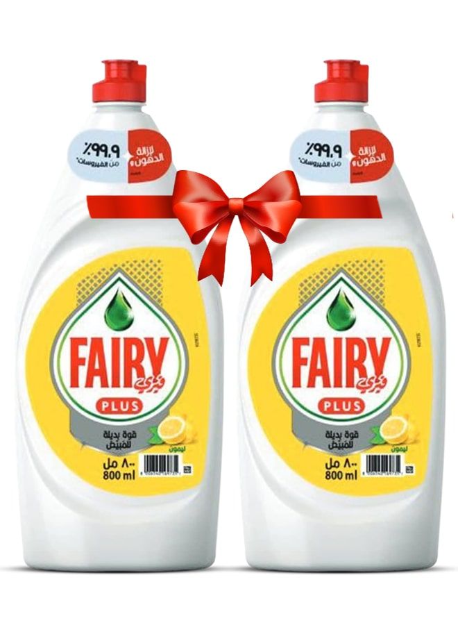 Fairy Lemon Dishwashing Liquid with Bleach Alternative Powe 2x800ml