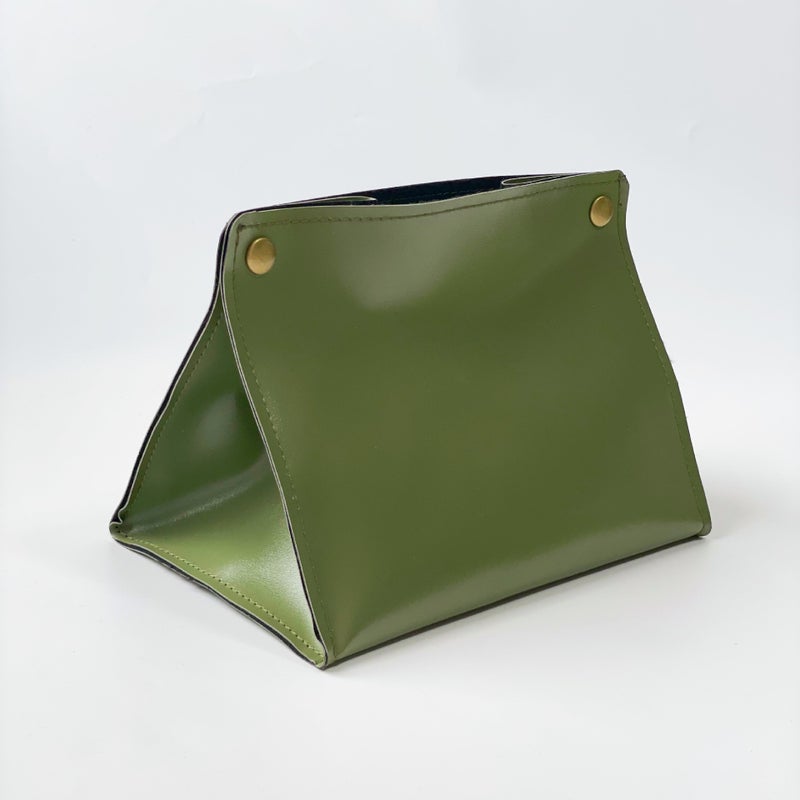 Generic Spot simple leather storage bag living room bedroom dining table tissue box car paper box manufacturers can print LOGO Moss Green 