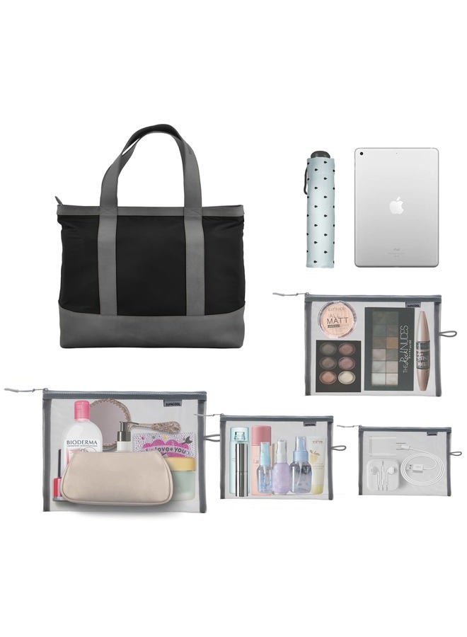 SUPACOOL Set of 4 Travel Mesh Cosmetic Makeup Organizer Bags with Zipper diaper bag organizing pouches Nylon toiletries Bag For Women and Men 4pcs (S/M/L/XL), Gray（4pcs） - Image 5