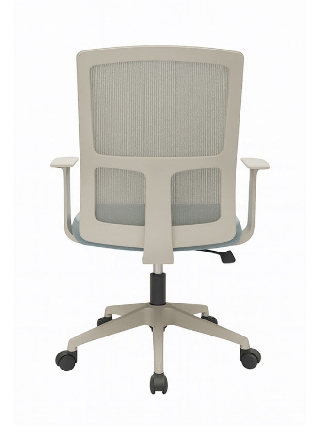 YI ONE Office Chair CH-183B-HS – Mesh Computer Chair with Ergonomic Low Back Design, Swivel Executive Chair with Height Adjustment, Wheels & Armrests, Grey & Blue, 66×48×75 cm - Image 2