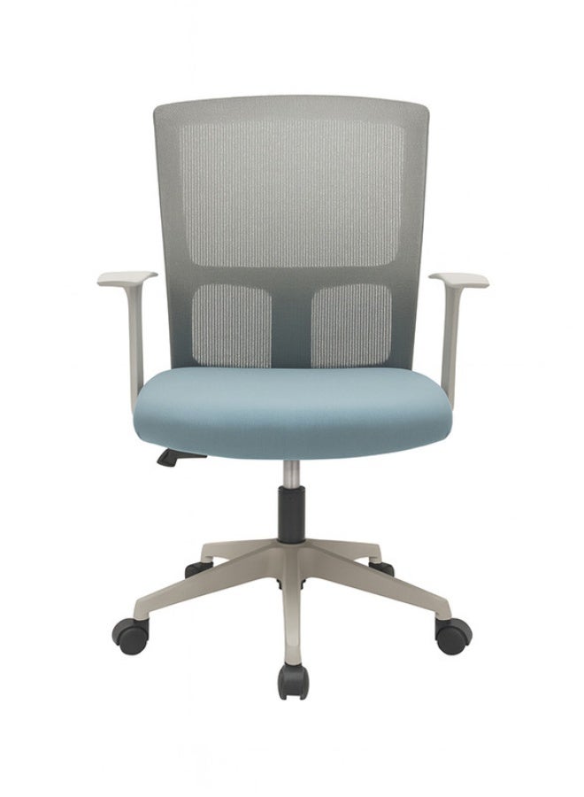YI ONE Office Chair CH-183B-HS – Mesh Computer Chair with Ergonomic Low Back Design, Swivel Executive Chair with Height Adjustment, Wheels & Armrests, Grey & Blue, 66×48×75 cm - Image 1