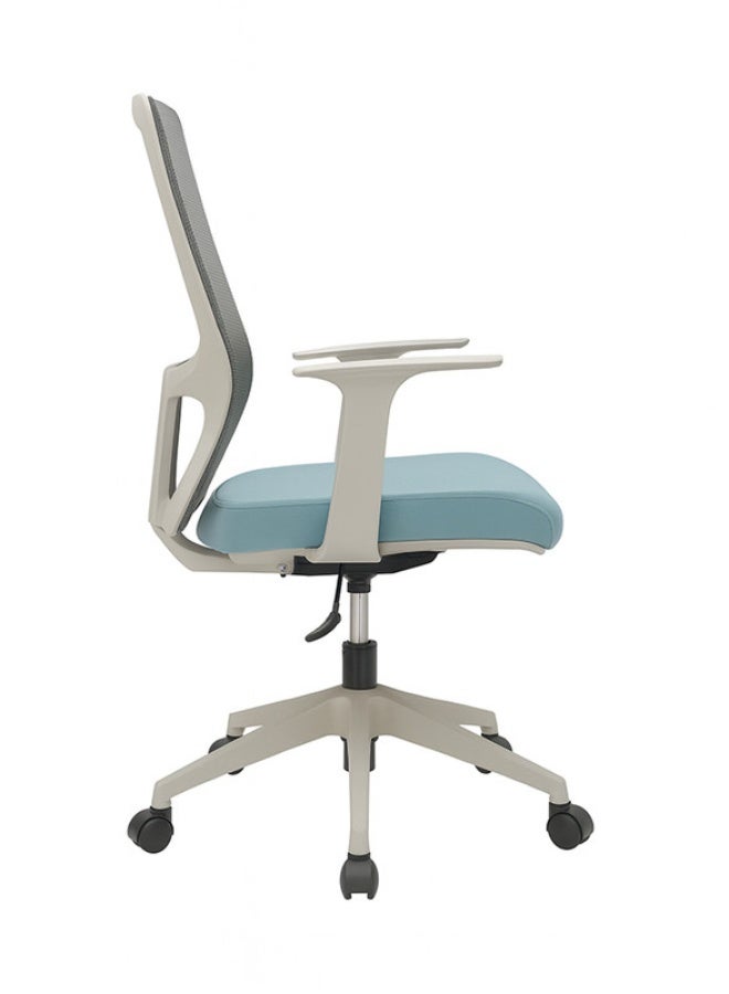 YI ONE Office Chair CH-183B-HS – Mesh Computer Chair with Ergonomic Low Back Design, Swivel Executive Chair with Height Adjustment, Wheels & Armrests, Grey & Blue, 66×48×75 cm - Image 3
