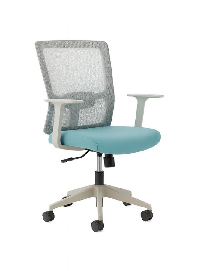 YI ONE Office Chair CH-183B-HS – Mesh Computer Chair with Ergonomic Low Back Design, Swivel Executive Chair with Height Adjustment, Wheels & Armrests, Grey & Blue, 66×48×75 cm - Image 4