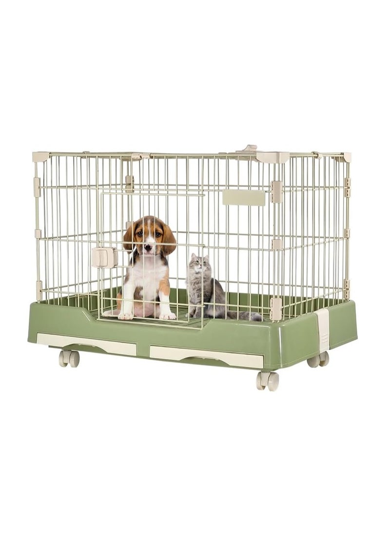 NNC PETS Cat cage with drawer tray, Pet cage for medium-sized dogs and cat with rotating casters, 75 cm detachable pet playpen kennel, Green color pet crate cage  - Image 1