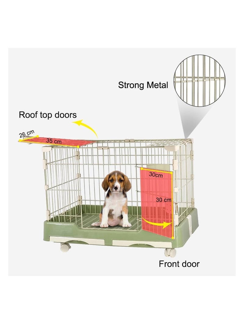 NNC PETS Cat cage with drawer tray, Pet cage for medium-sized dogs and cat with rotating casters, 75 cm detachable pet playpen kennel, Green color pet crate cage  - Image 5
