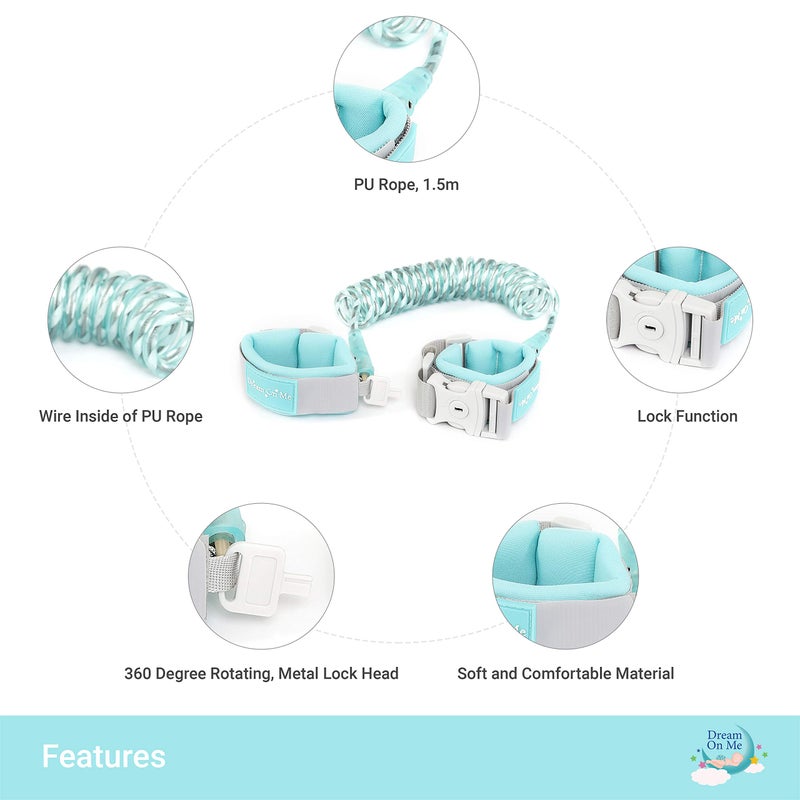 Dream On Me Anti-Lost Wrist Link with Lock & Key in Blue - Image 2