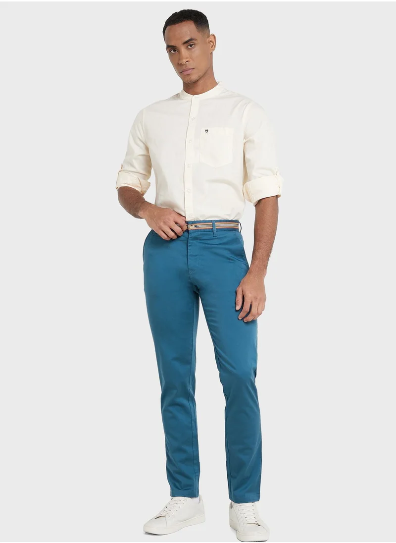 Thomas Scott Thomas Scott Men Blue Cotton Slim Fit Chinos Trousers