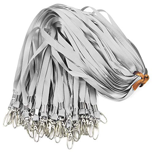 Bird Fiy Gray Lanyards 50Pcs Nylon Bulk Lanyard for Id Badges,Badge Lanyards Swivel Hooks Clips Great for Name Tags Badge (50PCS, Gray) - Image 1