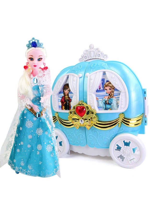 Montage Ice And Snow Fairy Tale 866-14 Princess Electric Pumpkin Car Children Makeup Play House Girl Toy-Color:886-14 English Version - Image 5