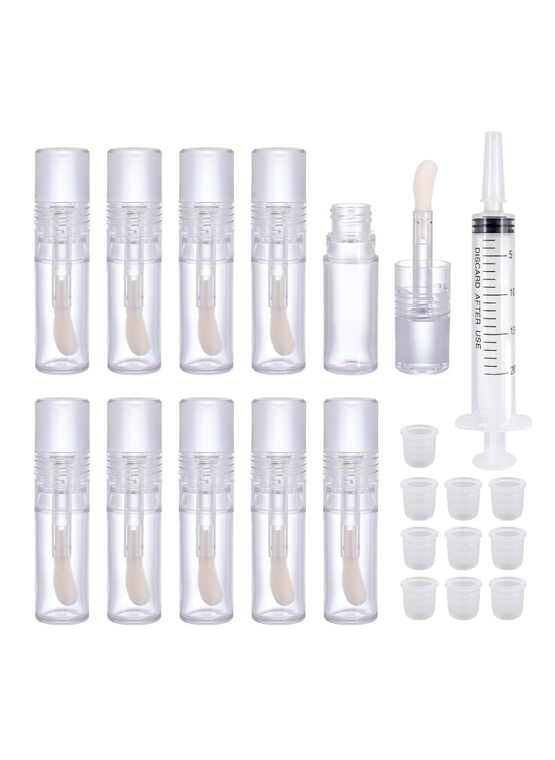 AJLTPA - 10 Pack Lip Gloss Tubes with Big Doe Foot Wand Empty 9ML 03 Oz Transparent PTEG Lipgloss Tubes Concealer Containers for DIY Lipgloss Handmade Makeup - Image 1