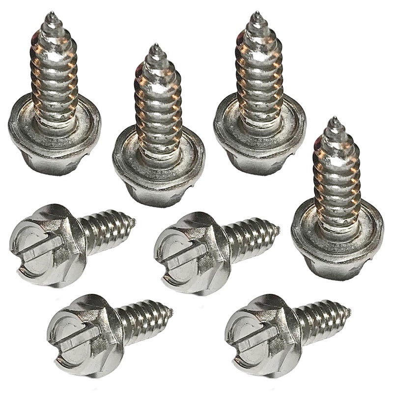 OttoSpeed License Plate Screw Kit - Set of 8 Stainless Steel Screws for Front and Back License Plates, Frames and Covers on Domestic Cars, Trucks, SUVs - Rustproof, Self Tapping Mounting Bolts (Stainless Steel) - Image 1