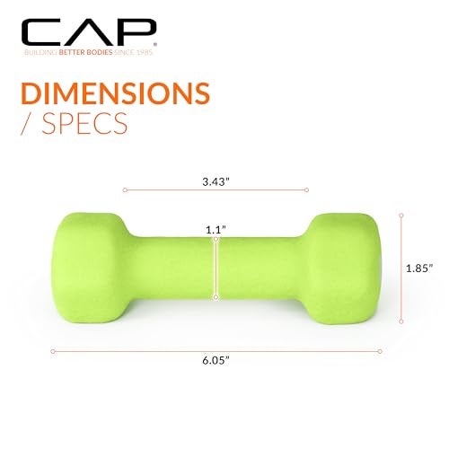CAP Barbell Neoprene Dumbbell Weights, 2 lb Pair, Chartreuse - Image 3