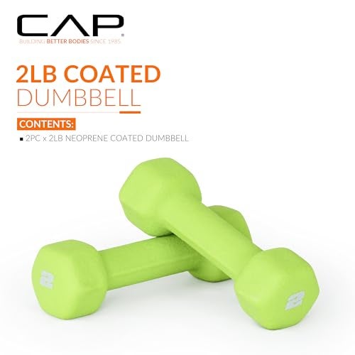 CAP Barbell Neoprene Dumbbell Weights, 2 lb Pair, Chartreuse - Image 2
