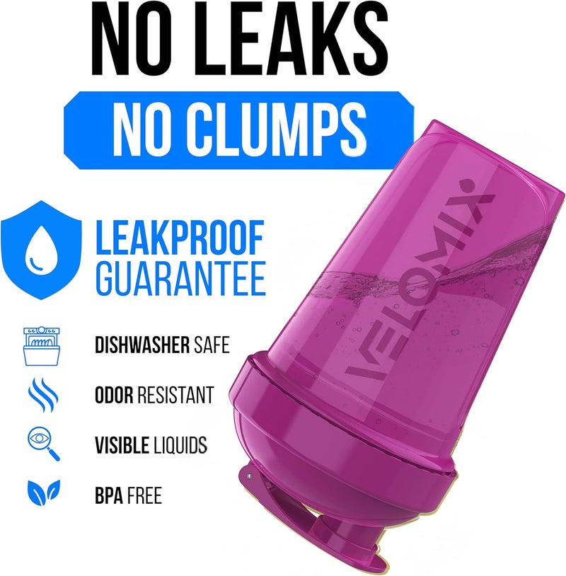 VELOMIX -6 PACK- 20 OZ Protein Shaker Bottles for Protein Mixes, Shaker Cups for Protein Shakes, Small Shaker Bottle Pack, Shaker Cup, Shakers for protein Shakes (Rose Garden - 6 Pack) - Image 3