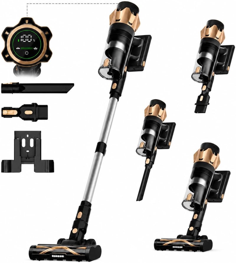 ibsun Cordless Vacuum Cleaner, 55KPa 600W Stick Vacuum with 55Min Runtime, 1.6L Dust Cup, Multi-Cyclone Filtration, Touchscreen, Anti-Tangle Brush, Wall-Mounted Charging Dock, Self-Standing - Image 1