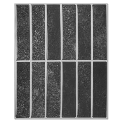LONGKING Smoky Black Peel and Stick Backsplash Tiles for Kitchen Wall, Wall Tiles， 11.4" x 9" - Image 1