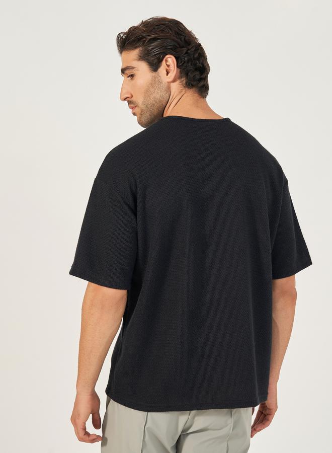 Styli Oversized Honeycomb Textured Knit T-Shirt  - Image 5
