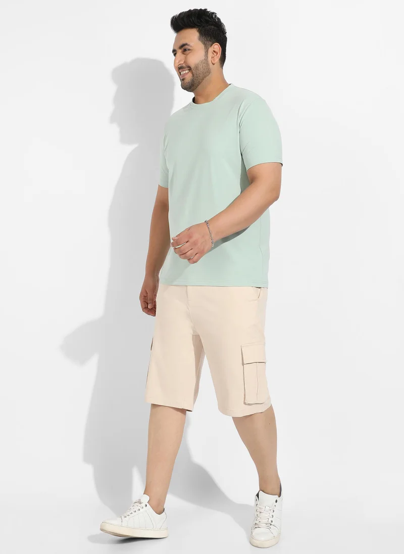 Instafab Plus Men's Sage Green Basic Regular Fit T-Shirt