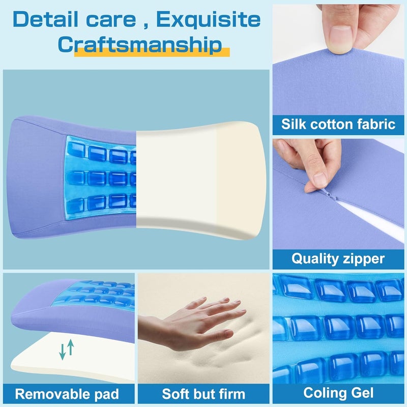 vamorry Lumbar Support Pillow for Bed Relief Lower Back Pain with Cooling Gel: Sciatica Lower Back Pillow for Sleeping-Memory Foam Waist Pillow for Side/Back/Stomach - Image 3