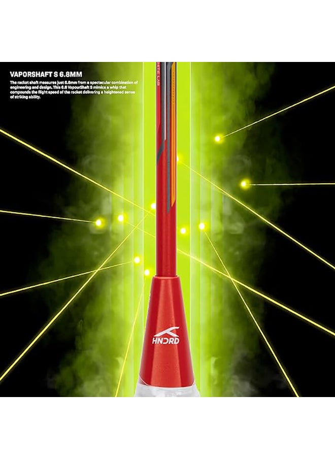 HUNDRED - N-ERGY 80 Carbon Fibre Strung Badminton Racket with Full Racket Cover (Dark Grey/Red) | For Intermediate Players | 80 grams | Maximum String Tension - 32lbs - Image 1