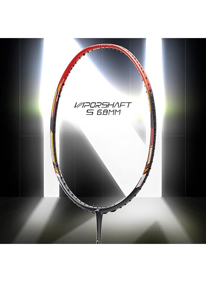 HUNDRED - N-ERGY 80 Carbon Fibre Strung Badminton Racket with Full Racket Cover (Dark Grey/Red) | For Intermediate Players | 80 grams | Maximum String Tension - 32lbs - Image 1