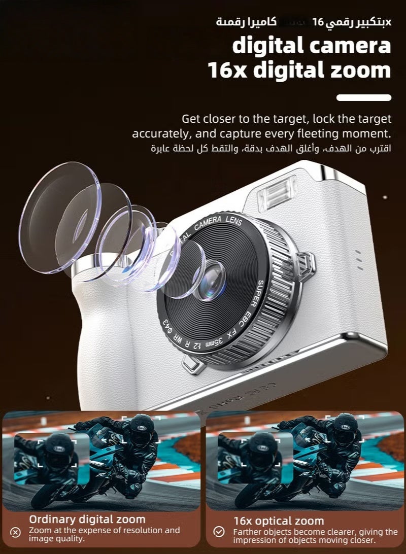 هوكور كاميرا رقمية ، كاميرا FHD 4K ، كاميرا نقطة رقمية وتطلق النار مع زوم 16X ، كاميرا صغيرة محمولة للأطفال والكبار ، كاميرا CCD مضادة للاهتزاز مع بطاقة SD 32G ، شاشة IPS 2.4 بوصة - Image 4