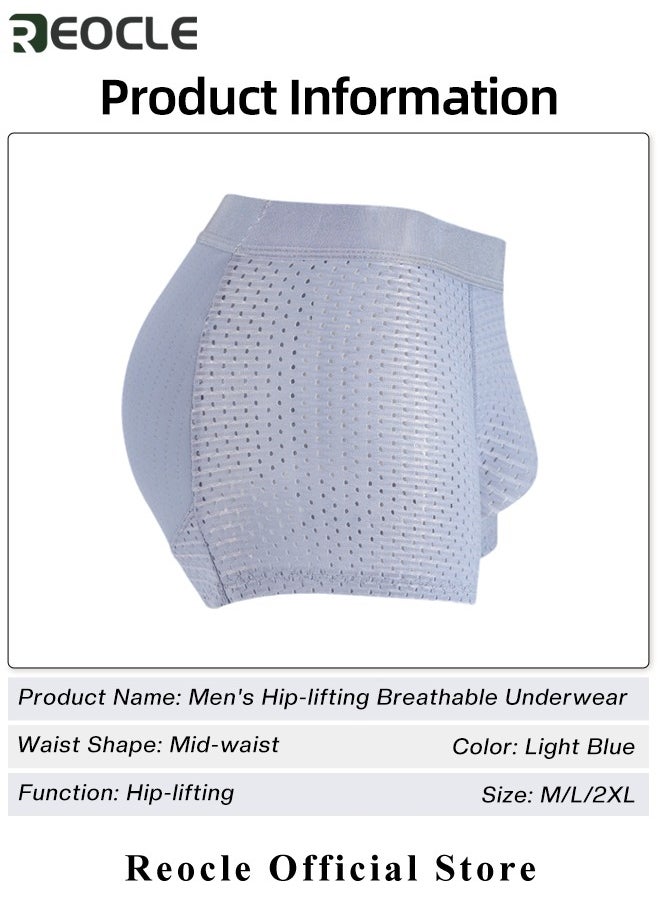 REOCLE - Men's Mesh Underwear Boxer Back Padded Underwear Boxer Shaper Boxer Nylon Ice Silk Breathable Shapewear Padded Enhancing Underwear - Image 1