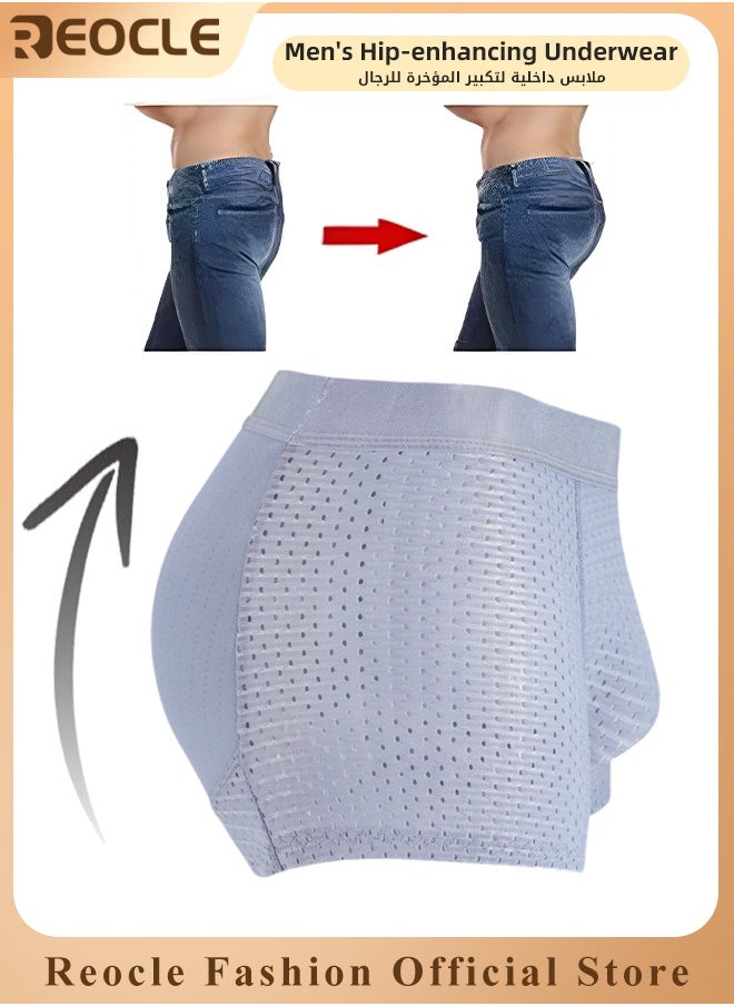 REOCLE - Men's Mesh Underwear Boxer Back Padded Underwear Boxer Shaper Boxer Nylon Ice Silk Breathable Shapewear Padded Enhancing Underwear - Image 1