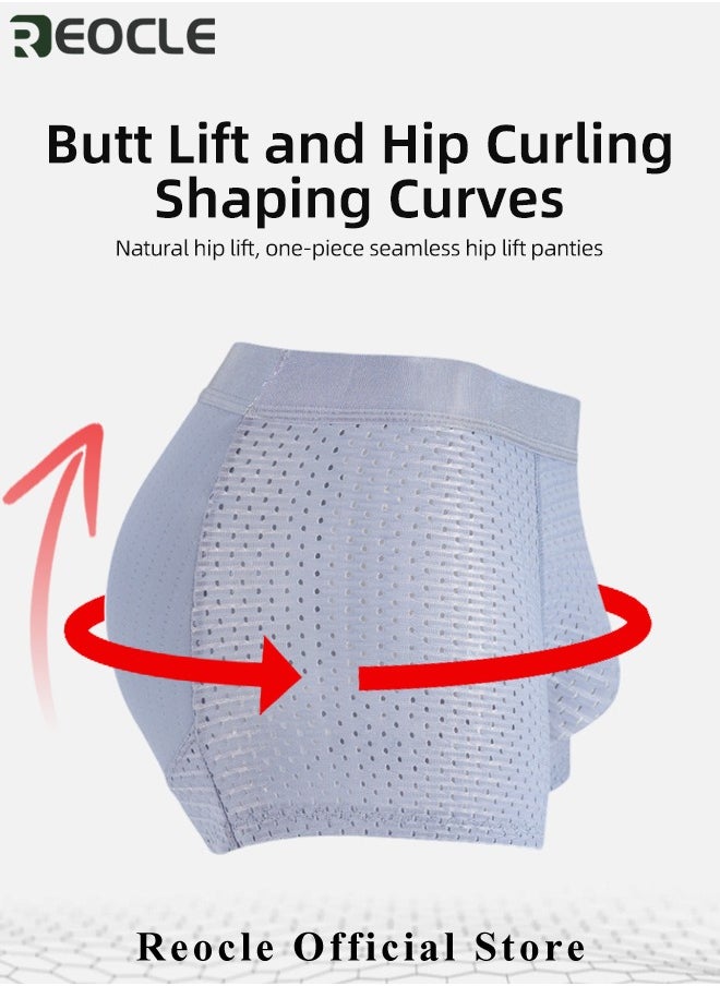 REOCLE - Men's Mesh Underwear Boxer Back Padded Underwear Boxer Shaper Boxer Nylon Ice Silk Breathable Shapewear Padded Enhancing Underwear - Image 1
