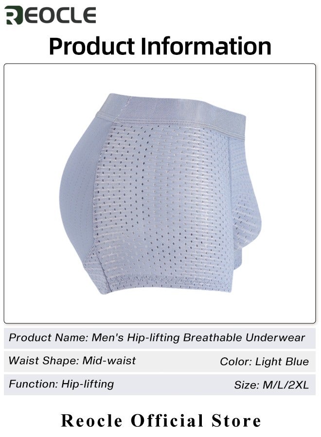 REOCLE Men's Mesh Underwear Boxer Back Padded Underwear Boxer Shaper Boxer Nylon Ice Silk Breathable Shapewear Padded Enhancing Underwear - Image 5