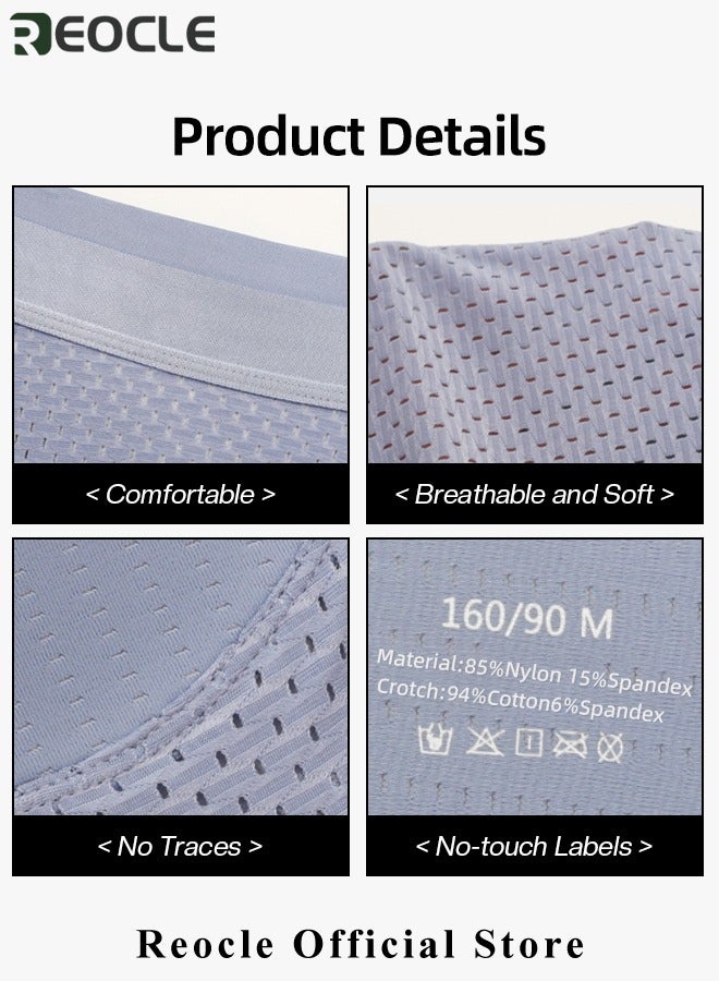 REOCLE Men's Mesh Underwear Boxer Back Padded Underwear Boxer Shaper Boxer Nylon Ice Silk Breathable Shapewear Padded Enhancing Underwear - Image 4