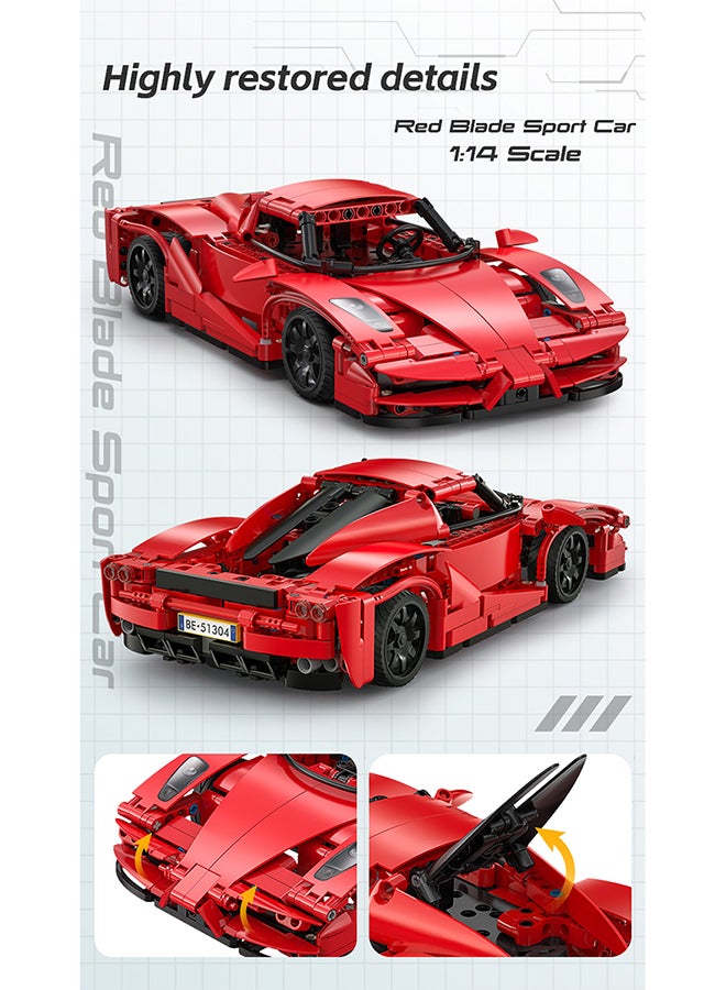 CaDA CaDA Remote Control Car Toy Building Blocks 1:14 Red Blade Car (Dual Control) C51304W  - Image 4