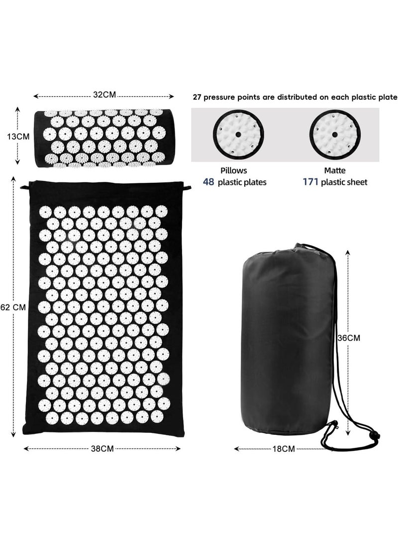 CMGTYYD Acupressure Mat and Pillow Set, Acupuncture Style Massage Mat & Pillow, Relief for Sciatic Nerve, Muscle Tension, Fibromyalgia, Neck, Shoulder & Back Pain, Migraine & Headaches and Insomnia Black - Image 3