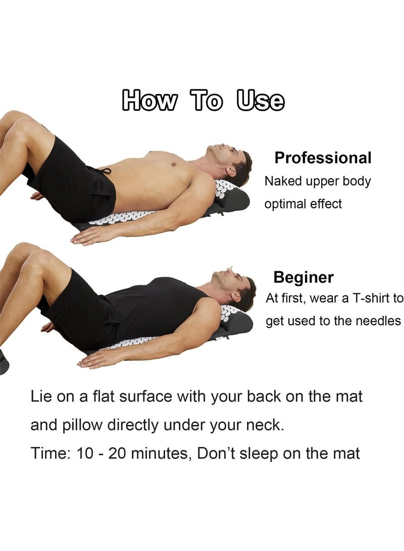 CMGTYYD Acupressure Mat and Pillow Set, Acupuncture Style Massage Mat & Pillow, Relief for Sciatic Nerve, Muscle Tension, Fibromyalgia, Neck, Shoulder & Back Pain, Migraine & Headaches and Insomnia Black - Image 2