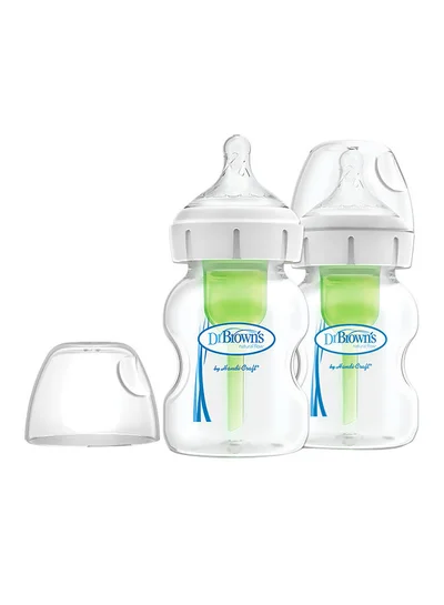 دكتور براونز PP Wide-Neck Options And Bottle, Pack of 2, 5 oz/150 ml