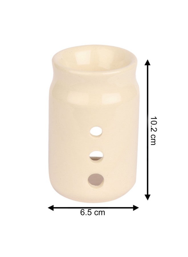 Pure Source IndiaCeramic Three Hole Aroma Burner for Home & Office Decor (4 x 2.4 inch, Ivory White) - Image 2
