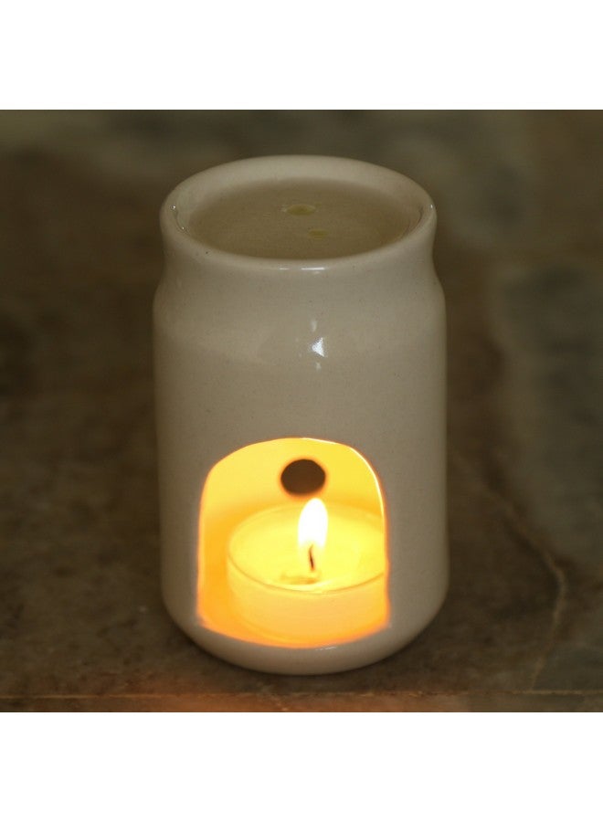 Pure Source IndiaCeramic Three Hole Aroma Burner for Home & Office Decor (4 x 2.4 inch, Ivory White) - Image 1