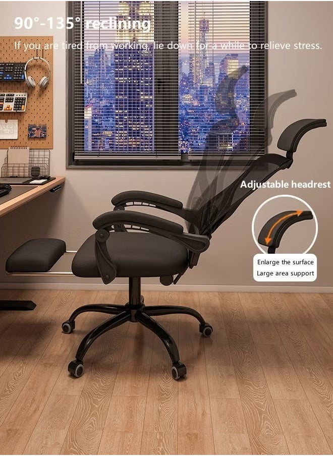 Office chair with foot tool and head restraint, Height - Adjustable  black