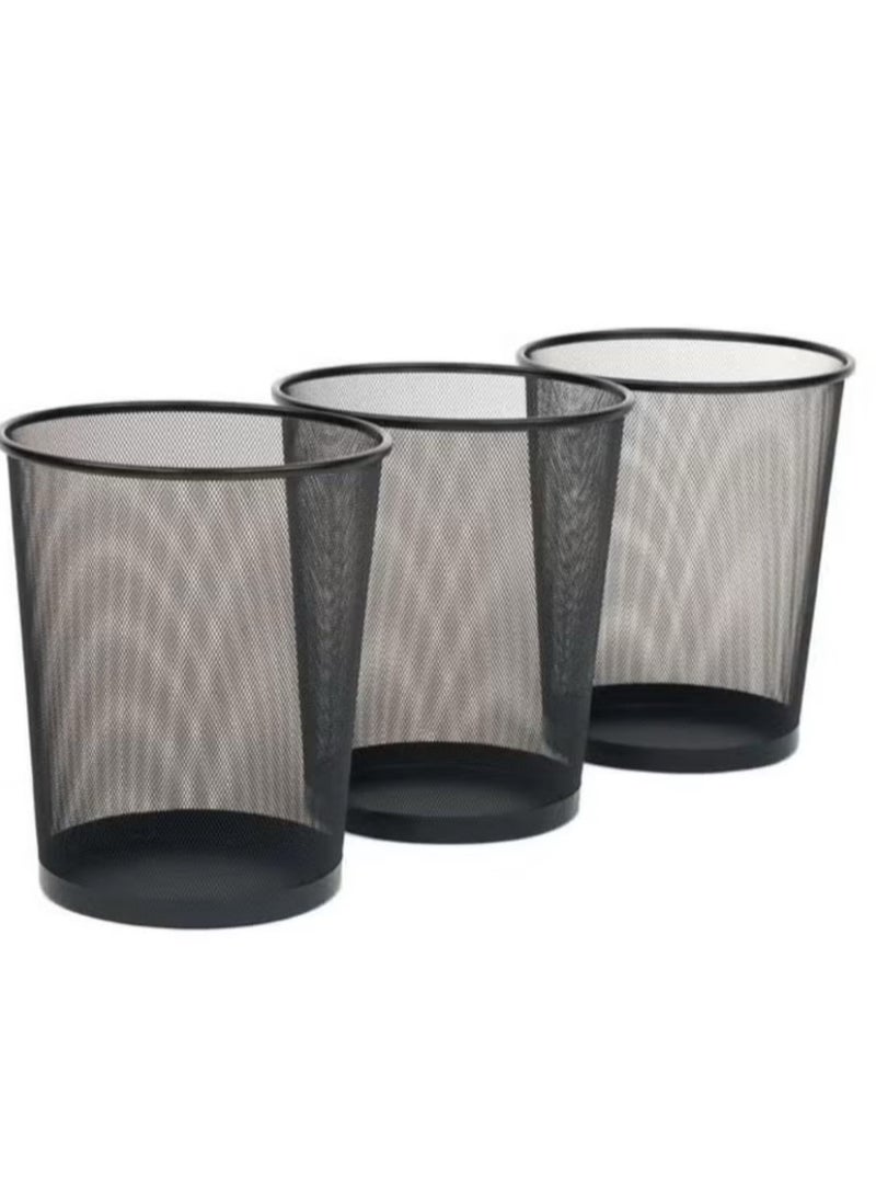 3-Piece Round Wastebasket Black  - Image 2