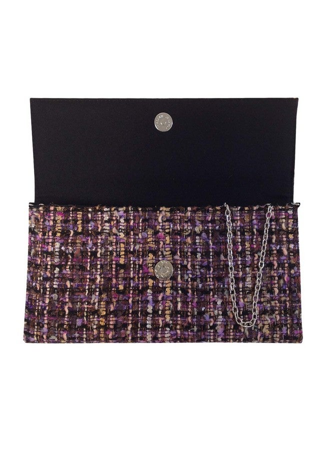 JNB Weaved Fabric Flat Clutch Lavender - Image 4