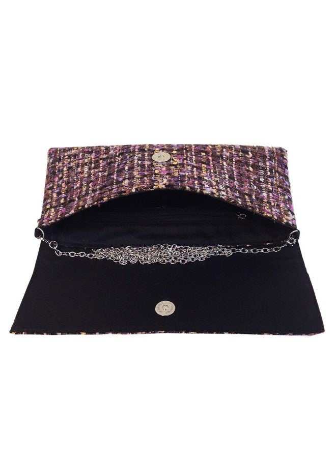 JNB Weaved Fabric Flat Clutch Lavender - Image 5