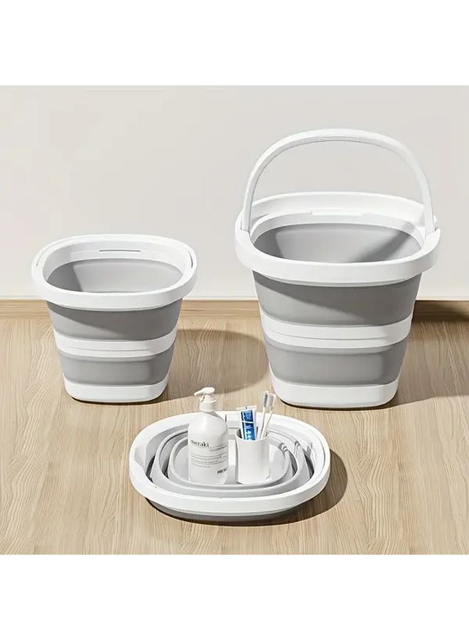 Large Foldable Plastic Bucket Collapsible Storage Bin Cream Color For Laundry Home Outdoor - Image 2