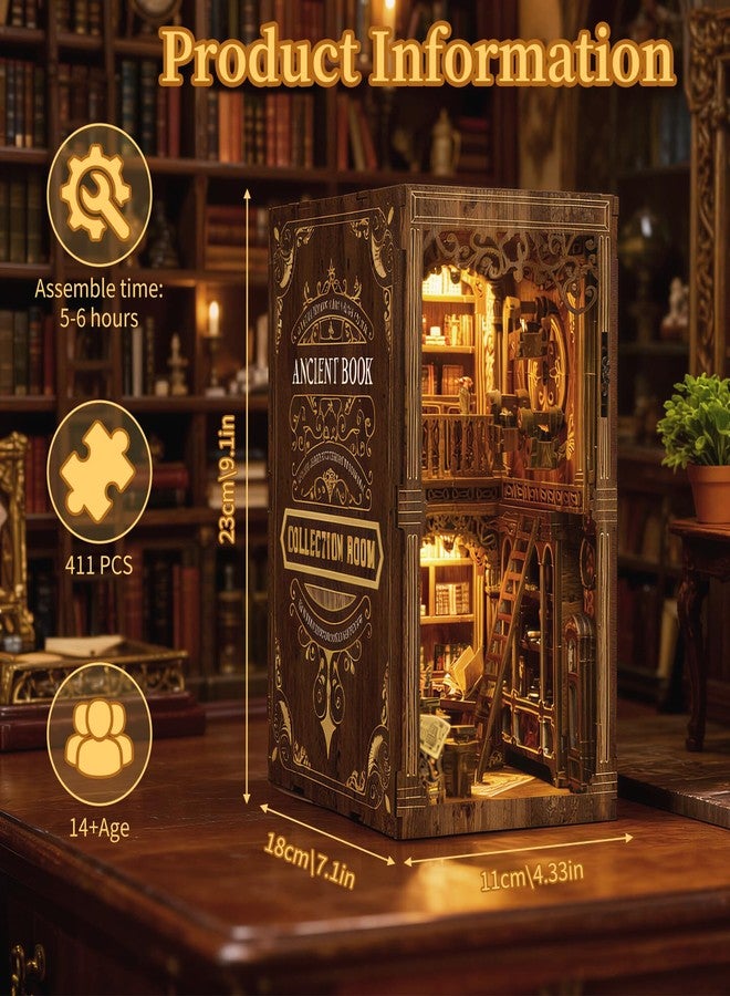 VZVXCC Book Nook Kit, Book Nook for Adults 3D Wooden Puzzle with Sensor Led Light,DIY Miniature House Kit Bookshelf Insert Decor for Adults Booknook Model Kits - Image 2