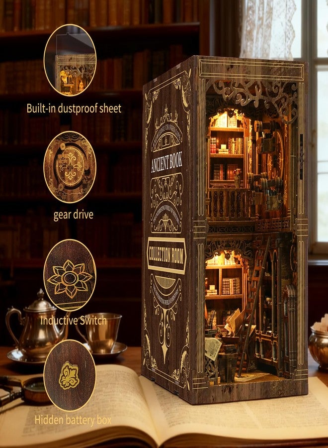 VZVXCC Book Nook Kit, Book Nook for Adults 3D Wooden Puzzle with Sensor Led Light,DIY Miniature House Kit Bookshelf Insert Decor for Adults Booknook Model Kits - Image 3