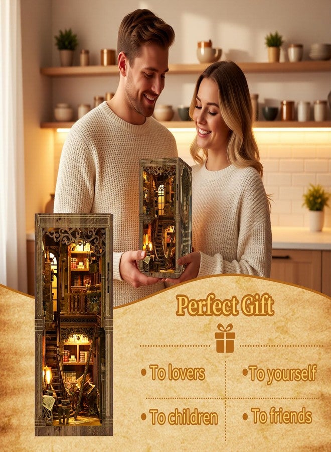 VZVXCC Book Nook Kit, Book Nook for Adults 3D Wooden Puzzle with Sensor Led Light,DIY Miniature House Kit Bookshelf Insert Decor for Adults Booknook Model Kits - Image 5