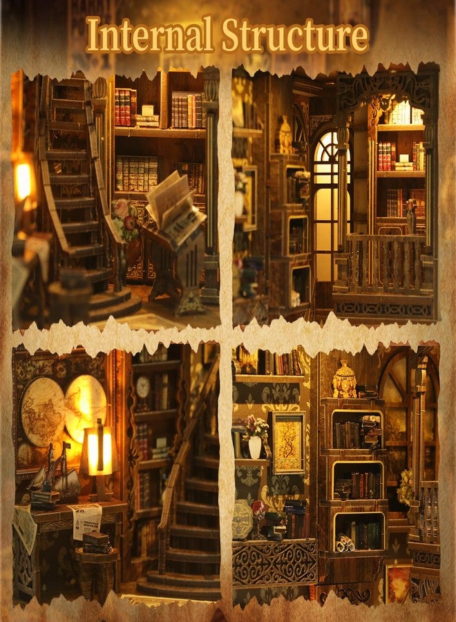 VZVXCC Book Nook Kit, Book Nook for Adults 3D Wooden Puzzle with Sensor Led Light,DIY Miniature House Kit Bookshelf Insert Decor for Adults Booknook Model Kits - Image 4