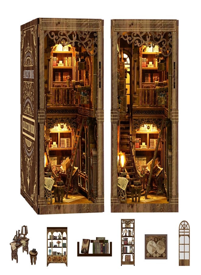 VZVXCC Book Nook Kit, Book Nook for Adults 3D Wooden Puzzle with Sensor Led Light,DIY Miniature House Kit Bookshelf Insert Decor for Adults Booknook Model Kits - Image 1
