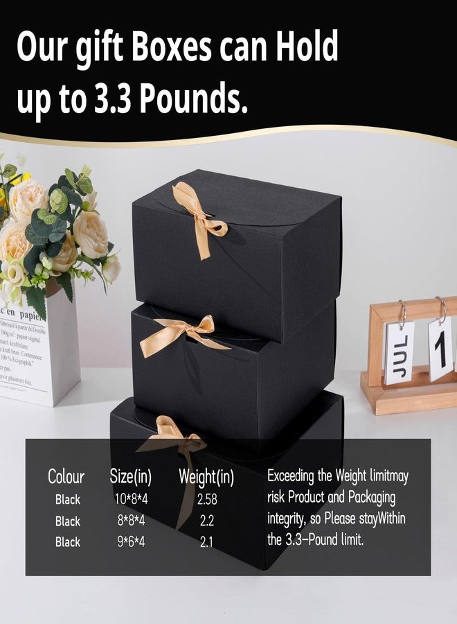 LWYMX 12 Pack Black Gift Boxes with Lids Bulk, Bridesmaid Proposal Box with Ribbon, Gift Boxes for Wedding,Birthday,Baby Shower and the Other Parties (10''x 8'' x 4'') - Image 5